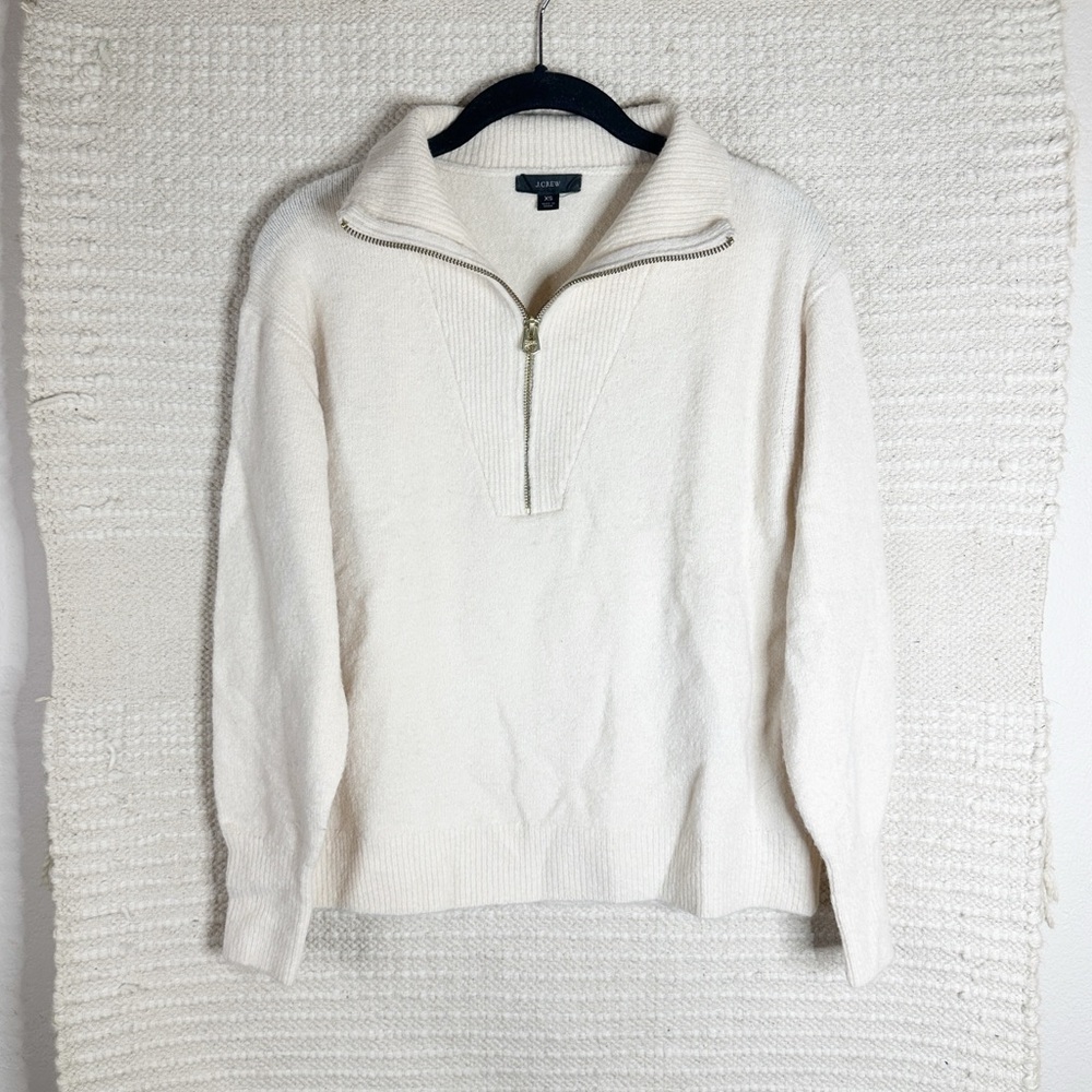 J. CREW cream merino wool-alpaca half-zip pullover sweater XS